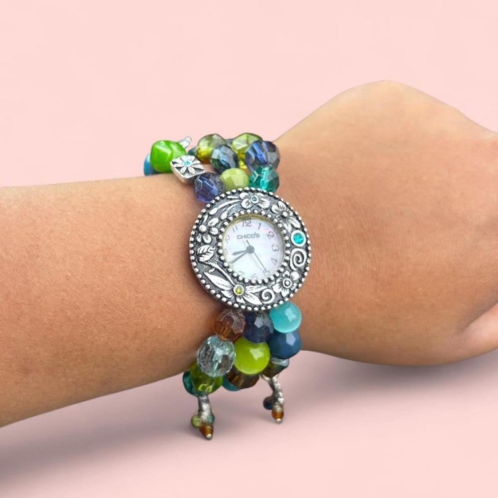 Chico's Multicolor Beaded Wrap Watch Bracelet